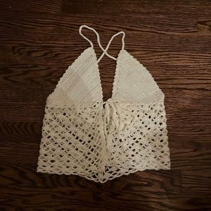 White Crochet Halter Top